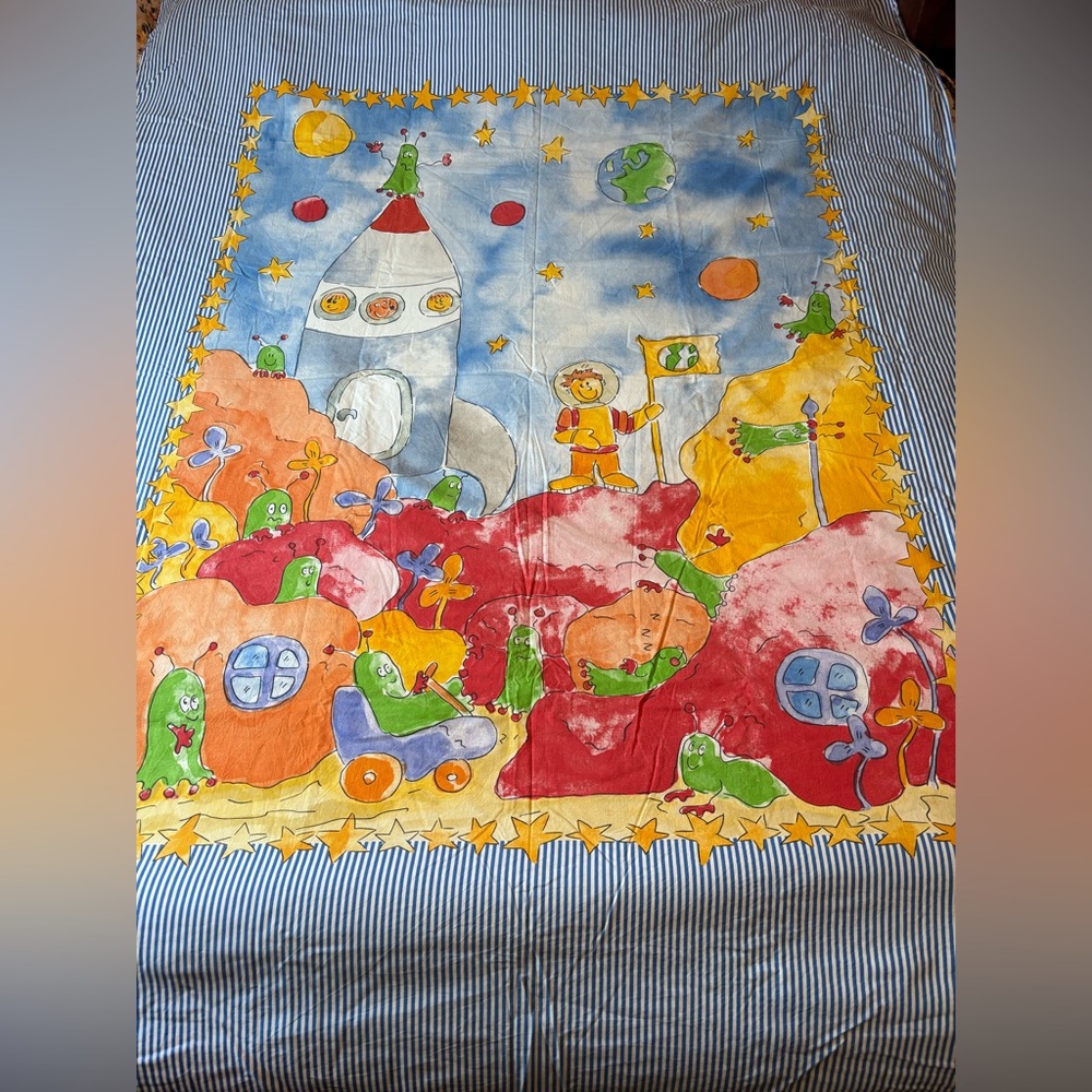 Vintage IKEA Kids Space Duvet Cover King Size 1999